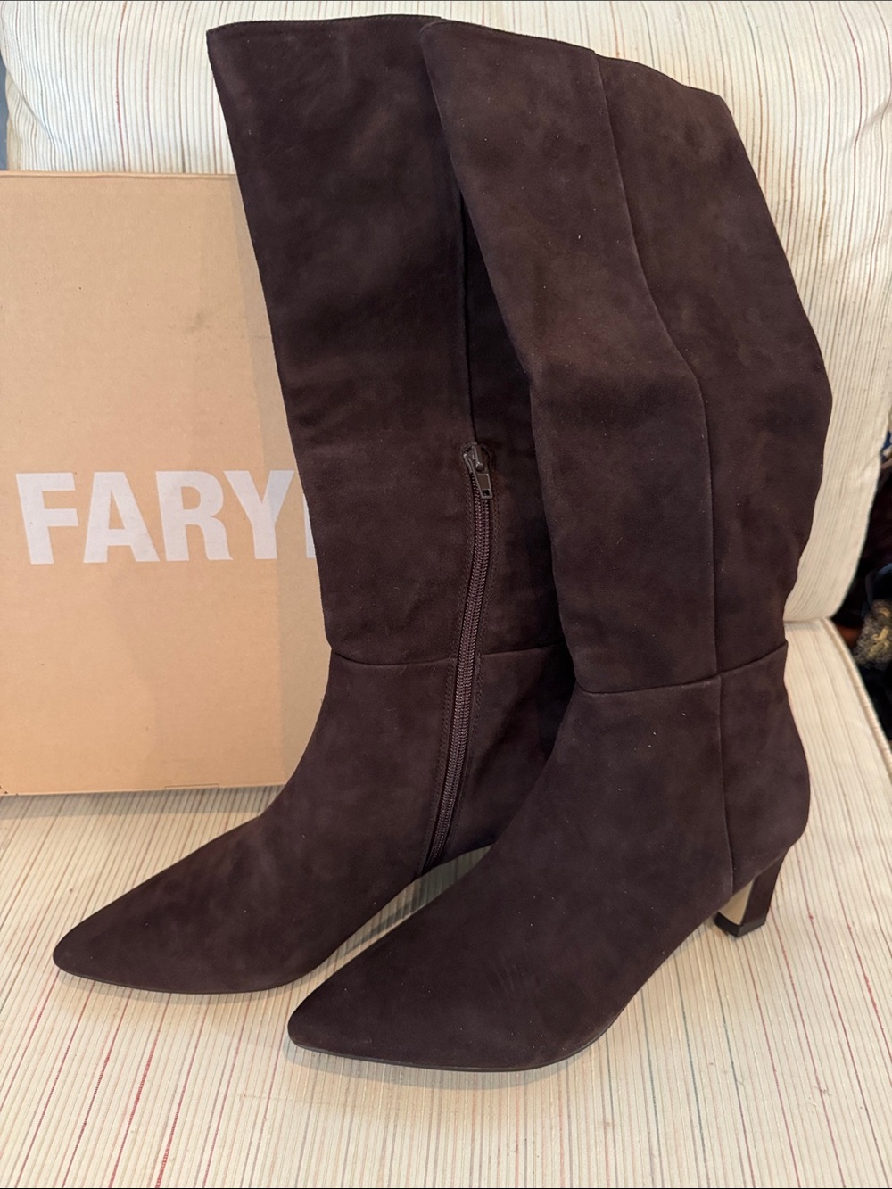Farylrobin Women’s Dark Brown Suede Boots 8-1/2 New in Box